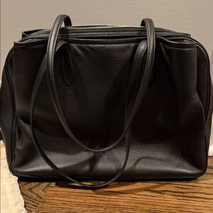 Quince Black Leather Tote Bag